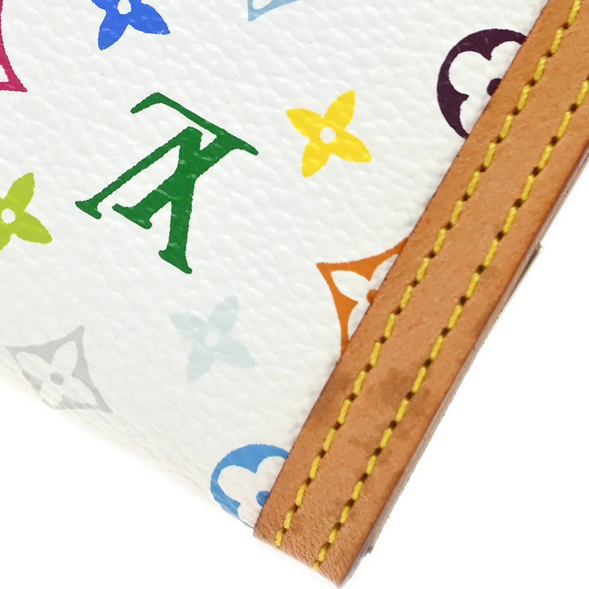 Louis Vuitton 2007 White Multicolor Porte Monnaie Plat Wallet