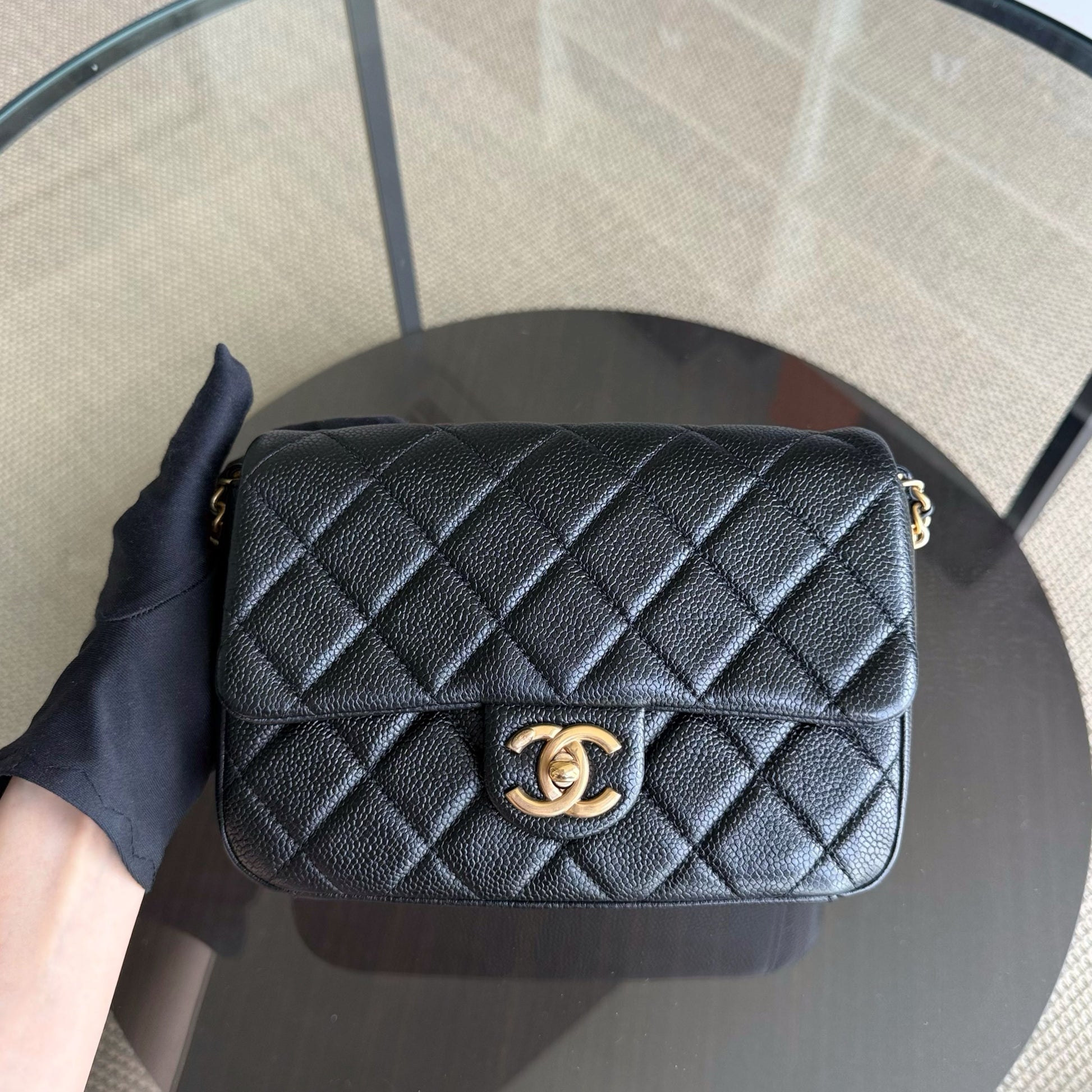 Chanel Seasonal Flap Bag - Caviar Medallion Soul Quilted Black Handbag
