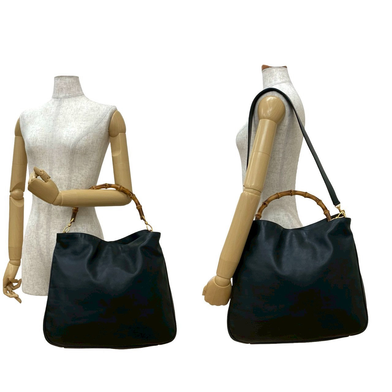 Gucci Bamboo Leather Black Shoulder Bag 202507229Jpb113 4