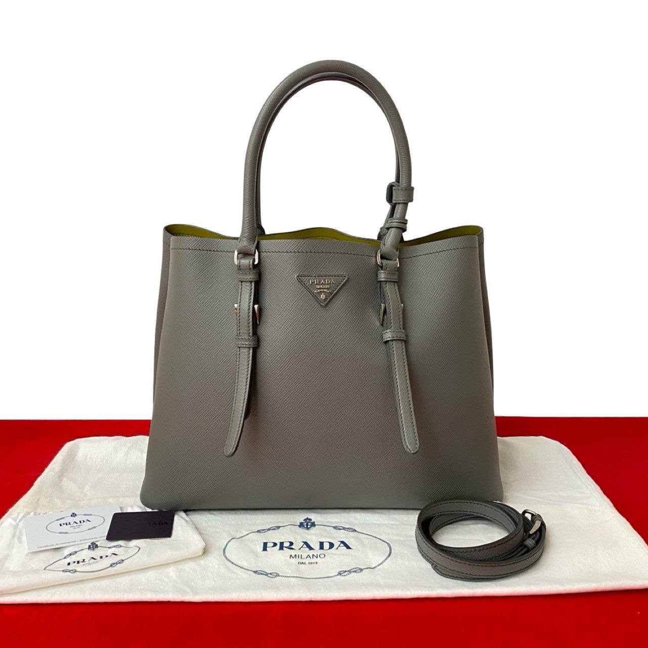 Shoulder Bag Gray Leather