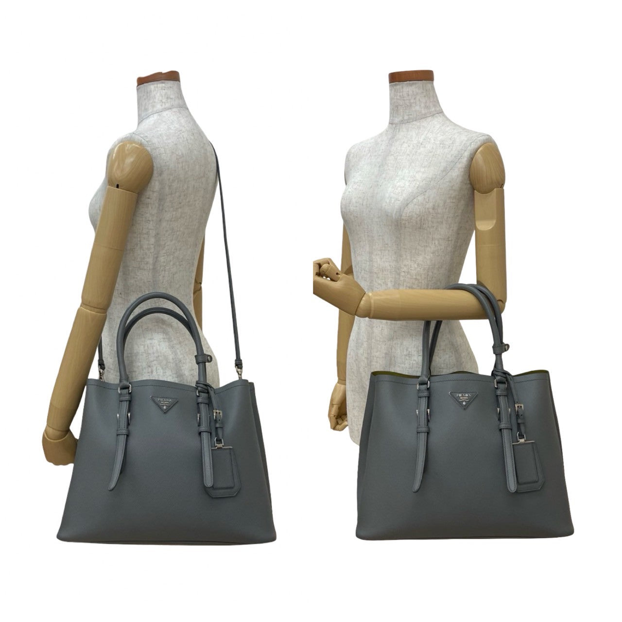 Shoulder Bag Gray Leather