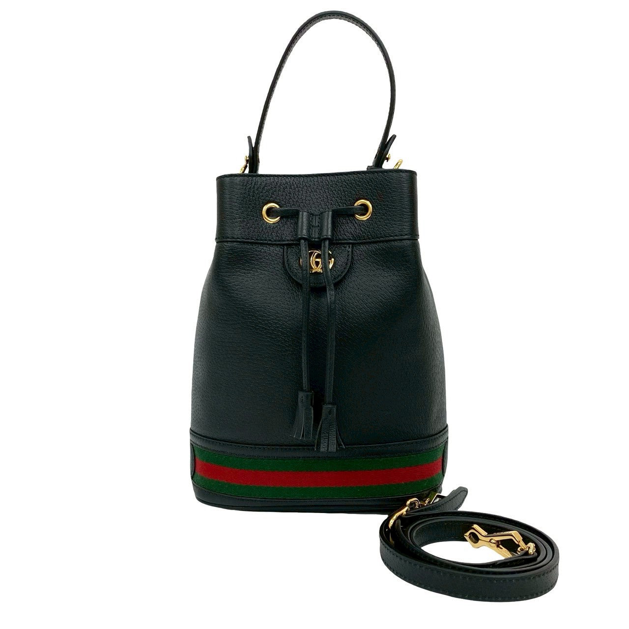 Gucci Ophidia Leather Black Small Bucket Shoulder Bag