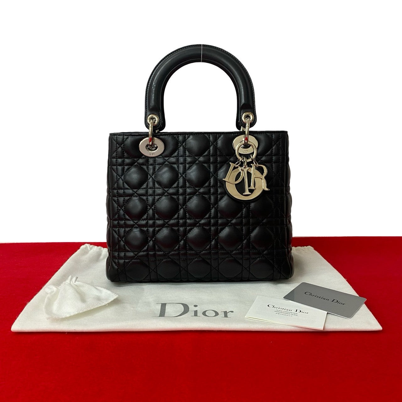 Dior Handbag Lambskin Lady Black Travel Bag