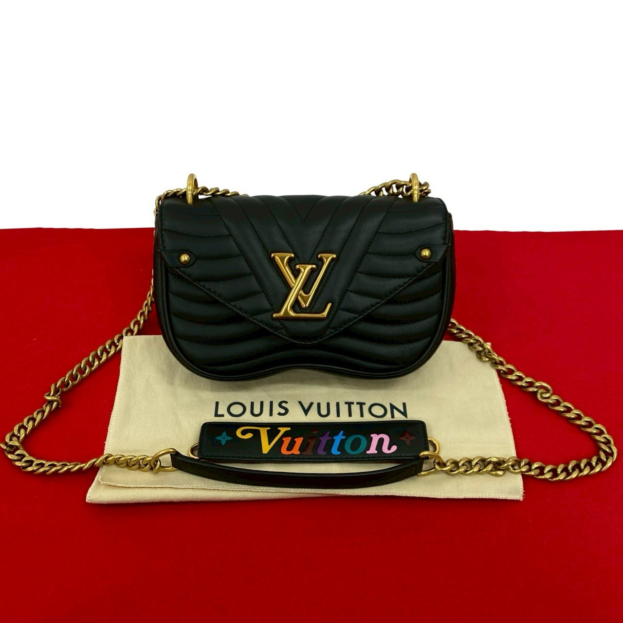 Louis Vuitton New Wave PM Leather Black Chain Shoulder Bag