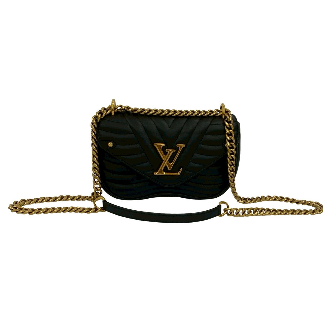 Louis Vuitton New Wave PM Leather Black Chain Shoulder Bag