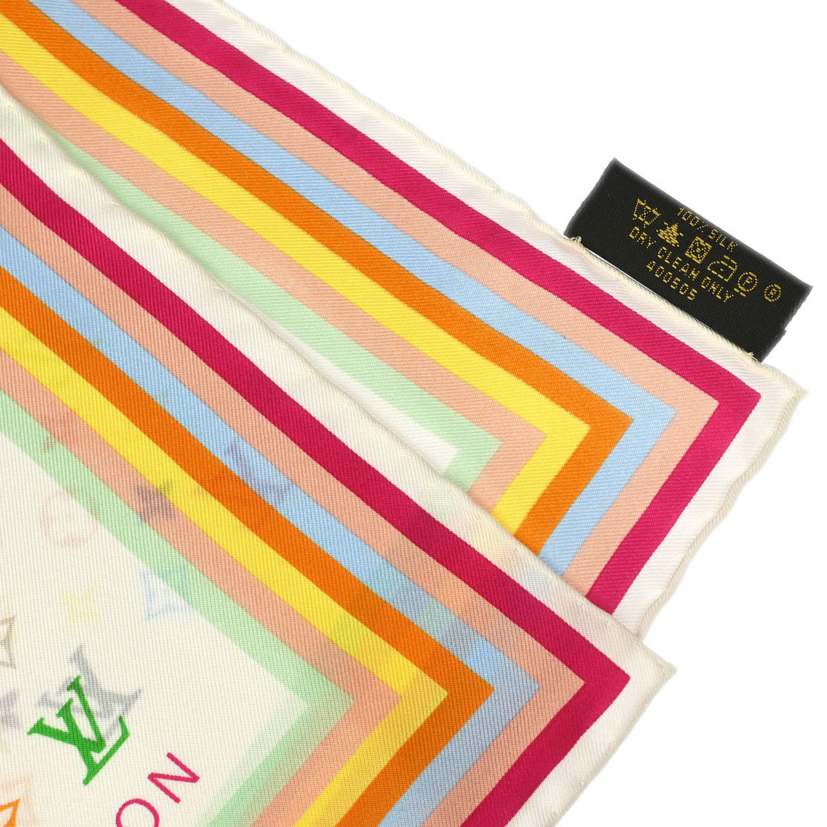 Louis Vuitton White Monogram Multicolor Scarf 70 Small Good
