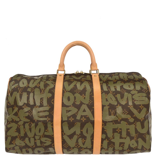 Louis Vuitton Khaki Monogram Graffiti Keepall 50 Duffle Bag