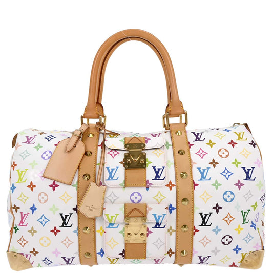 Louis Vuitton White Monogram Multicolor Keepall 45 Handbag