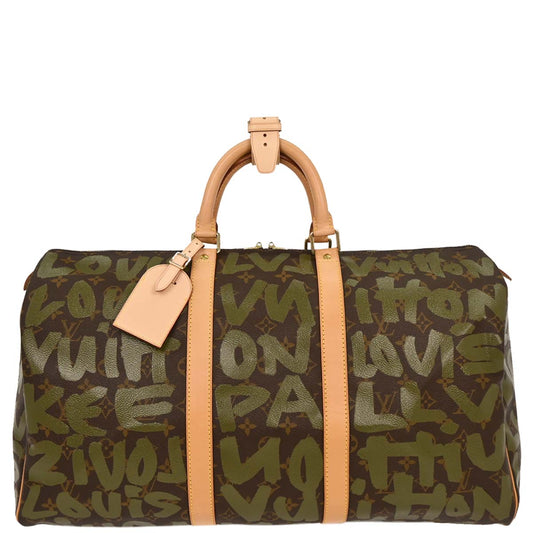 Louis Vuitton Khaki Monogram Graffiti Keepall 50 Duffle Bag Style 2