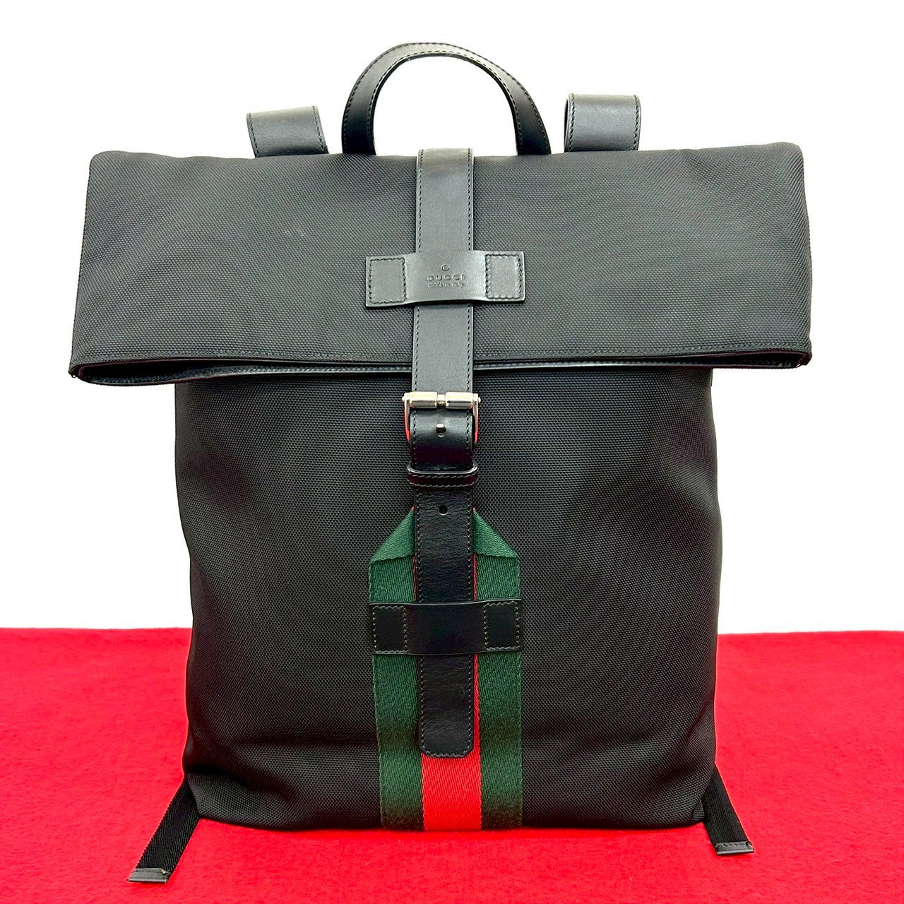 Gucci Backpack Webbing line Leather Black