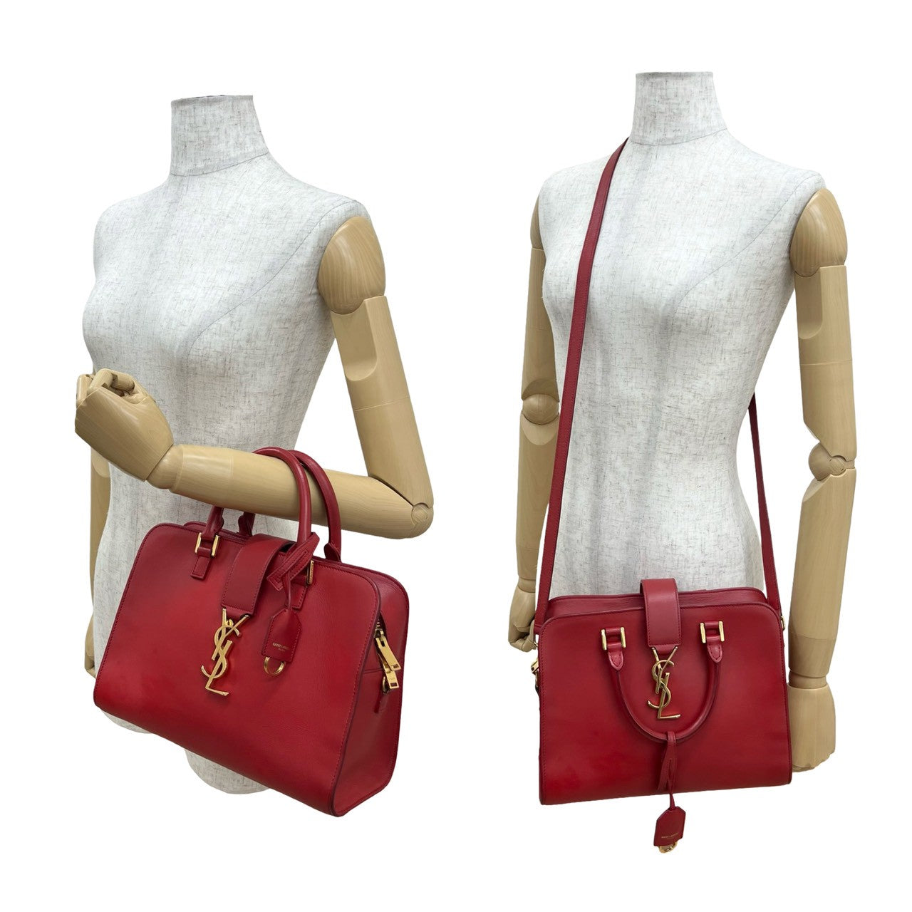 YSL Saint Laurent Yves Shoulder Bag Mosquito Bus Leather Red Baby
