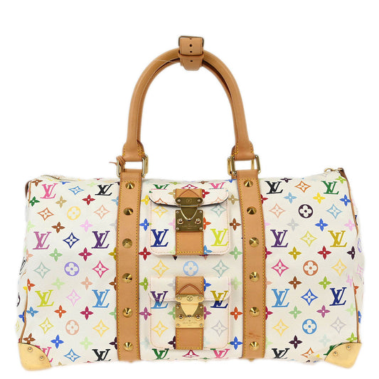Louis Vuitton 2004 White Monogram Multicolor Keepall 45 Handbag