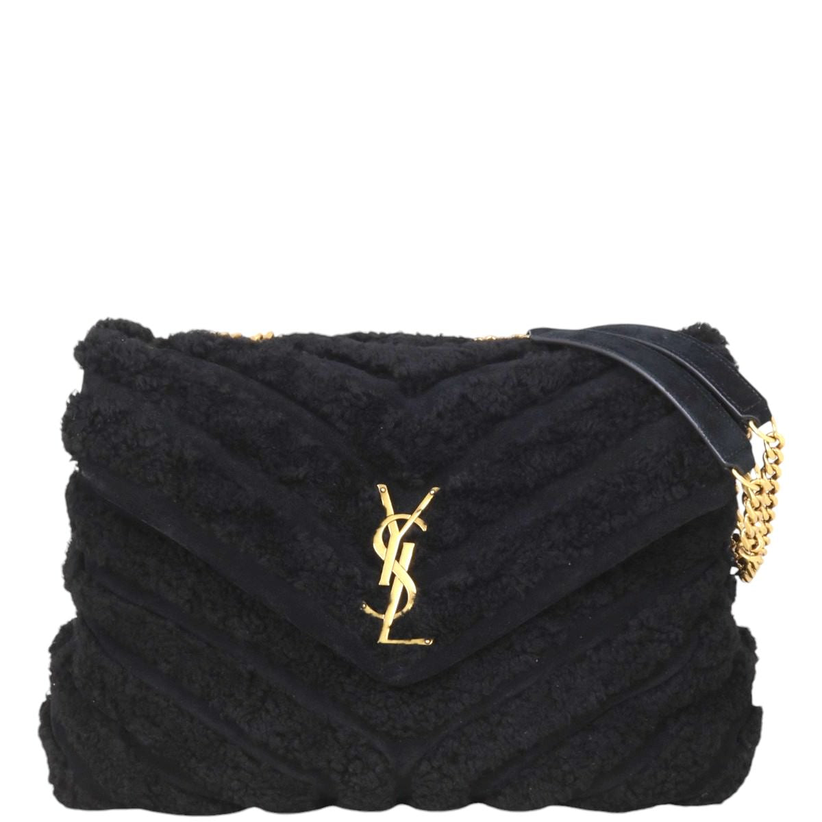 YSL Saint Laurent Loulou Shearling Crossbody Bag Medium