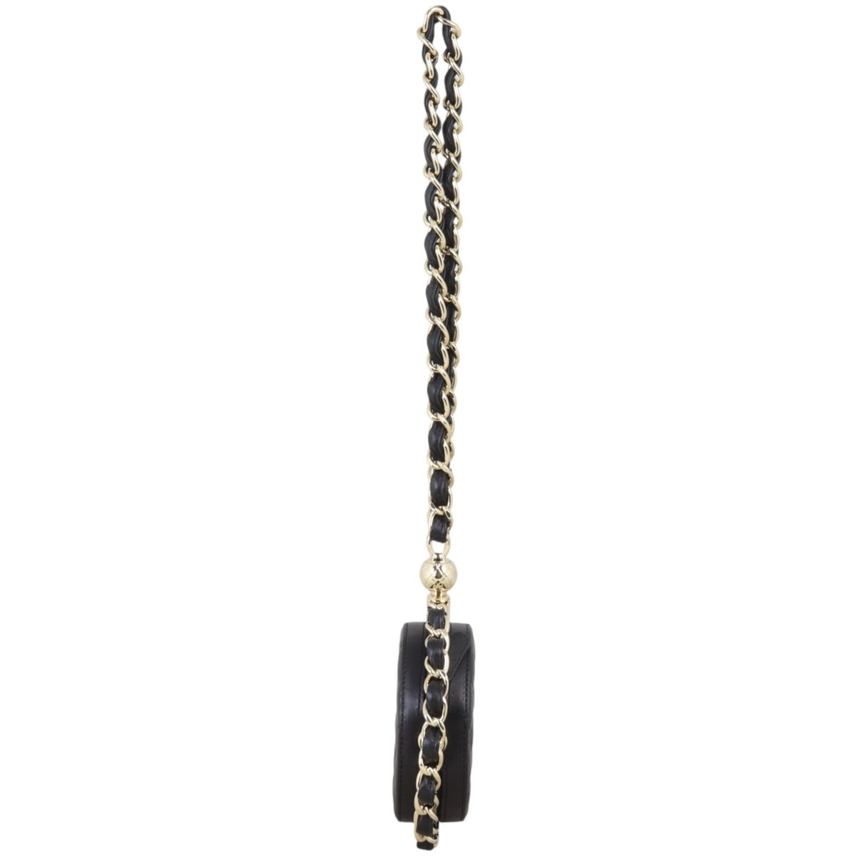 Chanel Frame Chain Around Round Clutch Quilted Black Clutch Bag