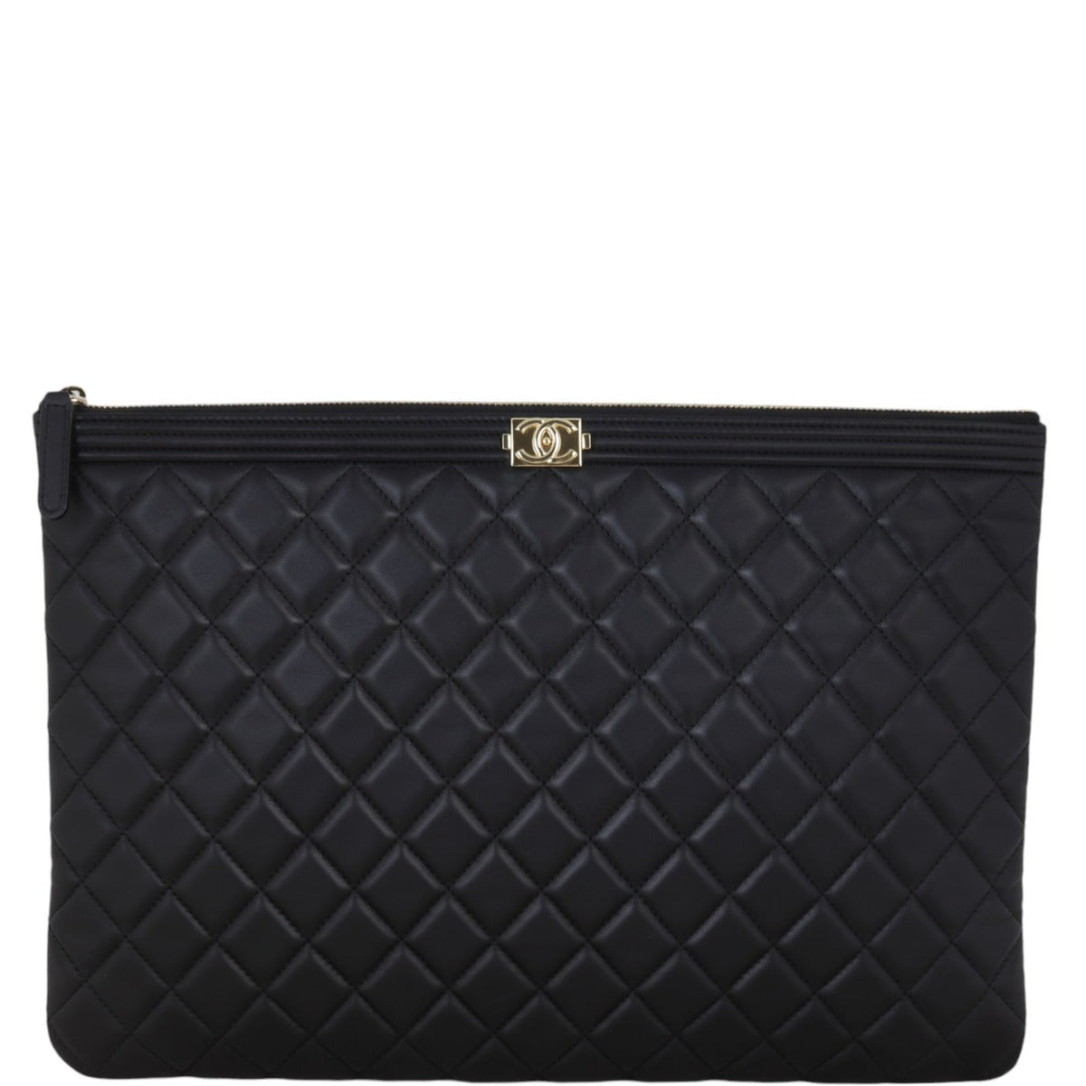 Chanel Boy O-Case Handbag Quilted Large Clutch Bag