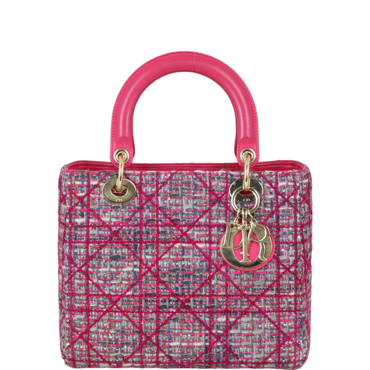 Dior Lady Tweed Handbag Medium Travel Bag