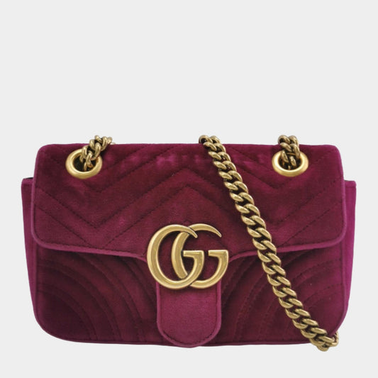 Gucci Marmont Velvet Pink Mini Flap Travel Bag