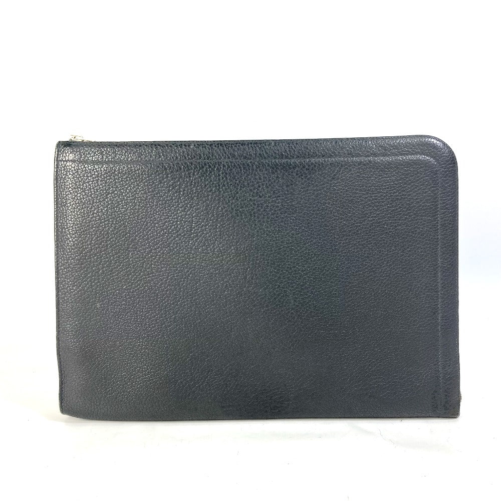 Hermes Clutch Bag Shaped Fastener Tablet Mens Leather Gray Zip
