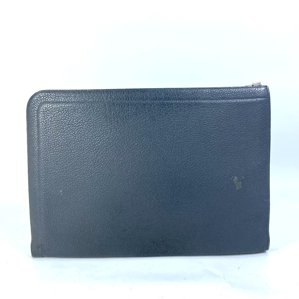 Clutch Bag Gray L Shaped Fastener Zip Leather