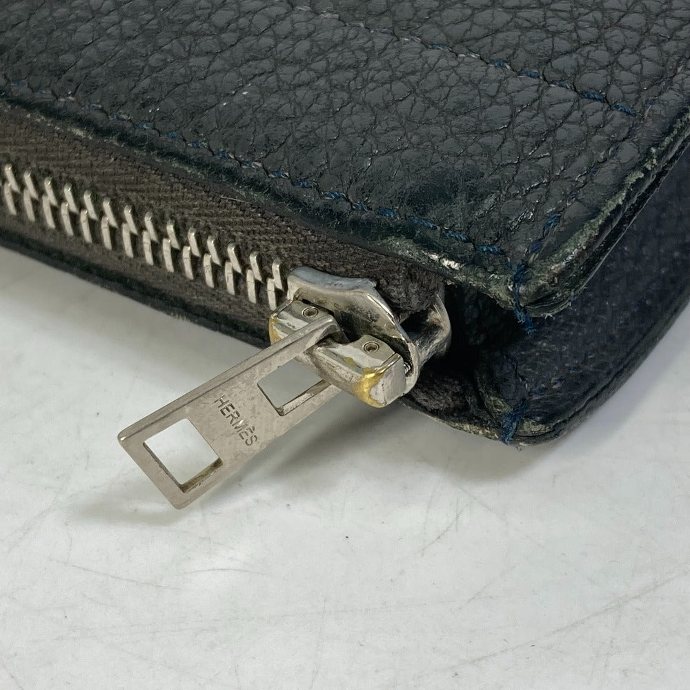 Clutch Bag Gray L Shaped Fastener Zip Leather
