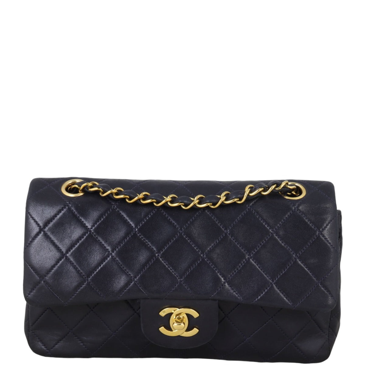 Chanel Classic Double Flap Handbag Quilted Blue Shoulder Bag
