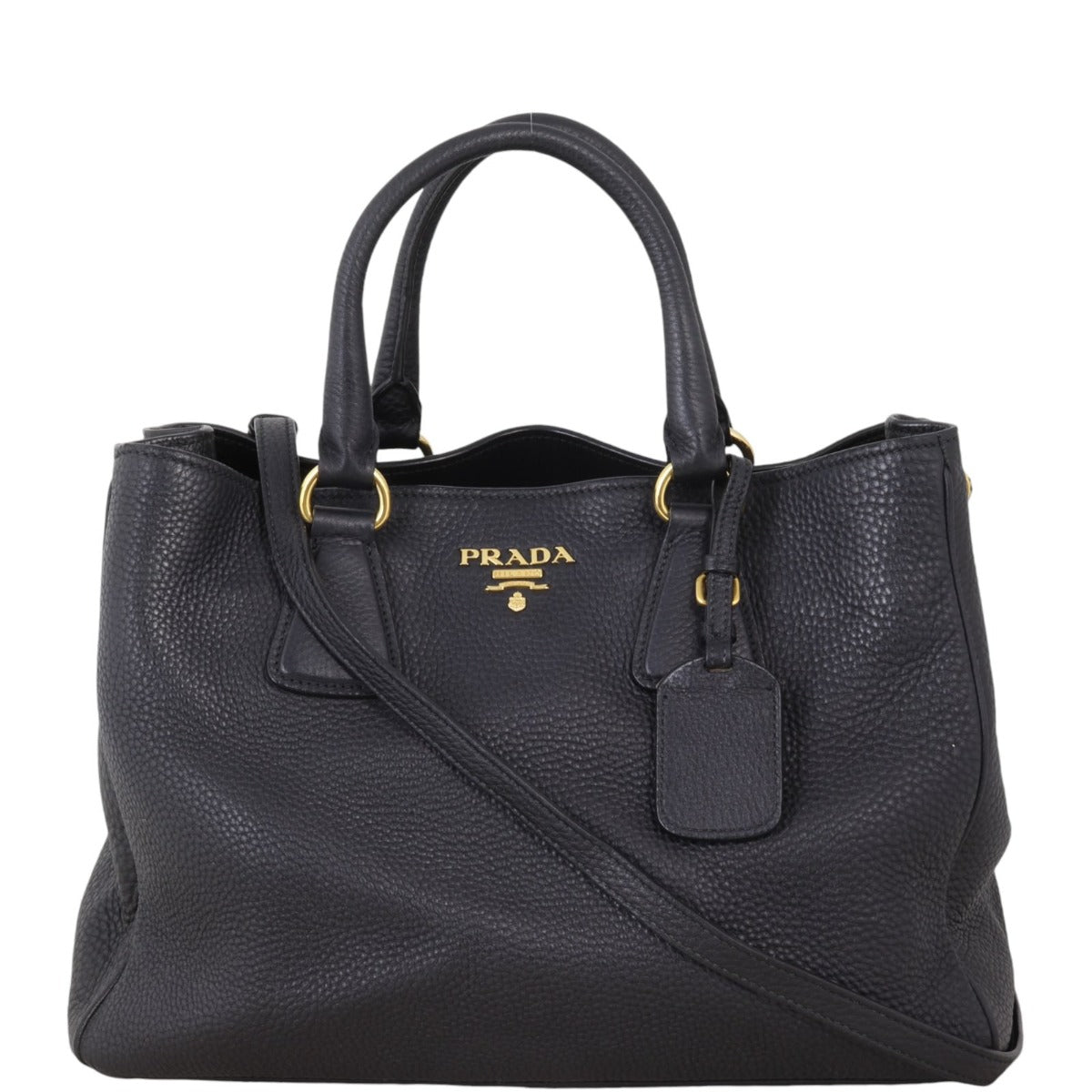 Prada Tote Bag Daino Tote Vitello Black Shoulder Bag