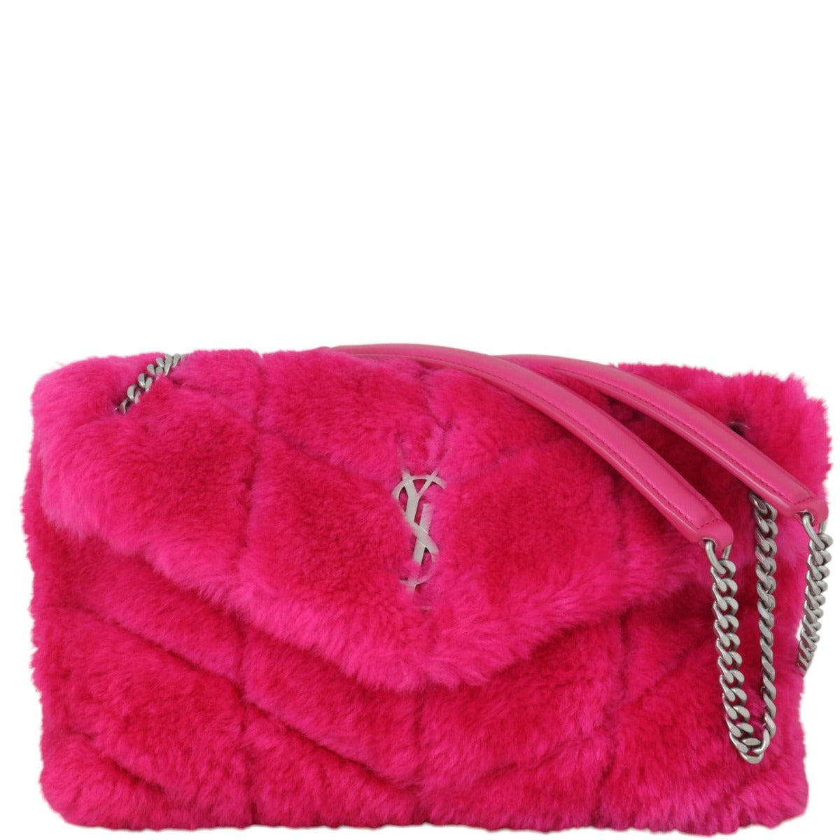 YSL Saint Laurent Loulou Shearling Crossbody Bag Small