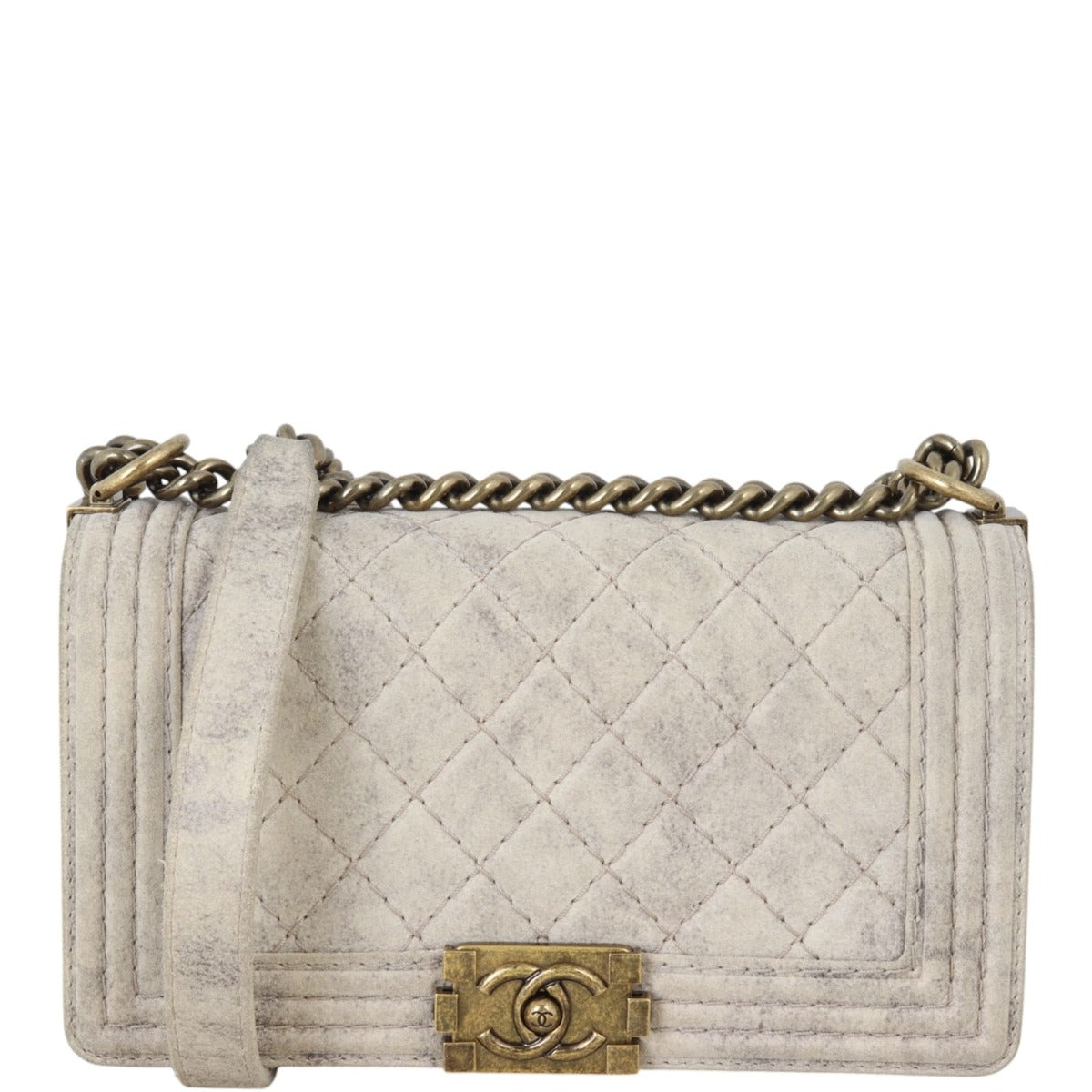 Chanel Boy Old Distressed Handbag Suede Medium Crossbody Bag