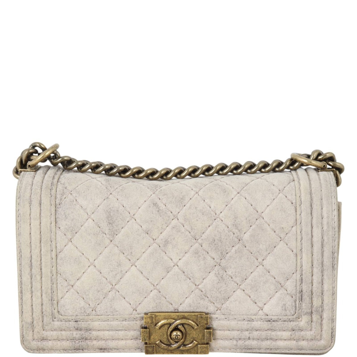 Chanel Boy Old Distressed Handbag Suede Medium Crossbody Bag