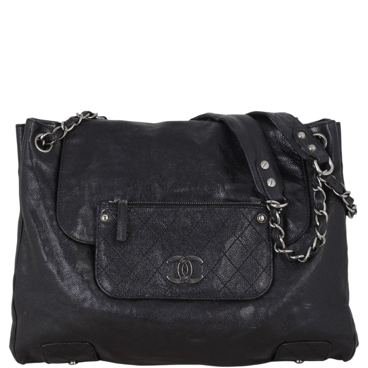 Chanel Pocket in the City Tote Black Flap Shoulder Bag