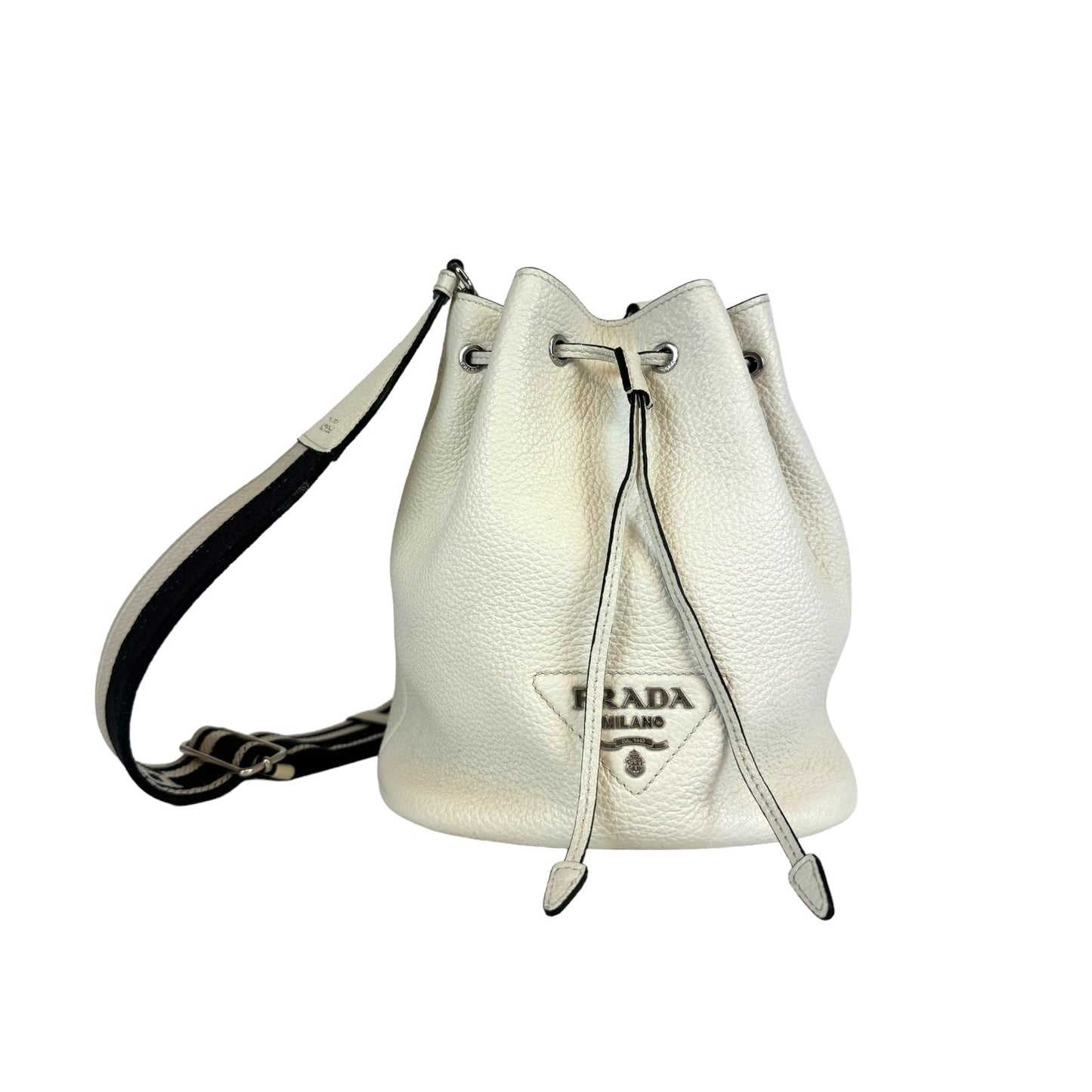 Prada Daino Bianco Bag Vitello Bucket Bucket Bag