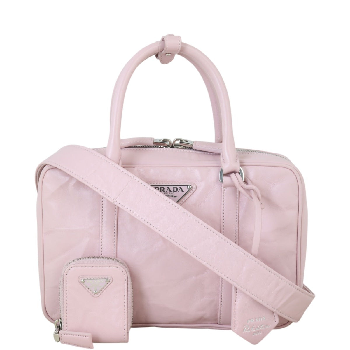 Prada Crossbody Bag Re-Edition Nappa Antique Handle Bag Pink Small Shoulder Bag