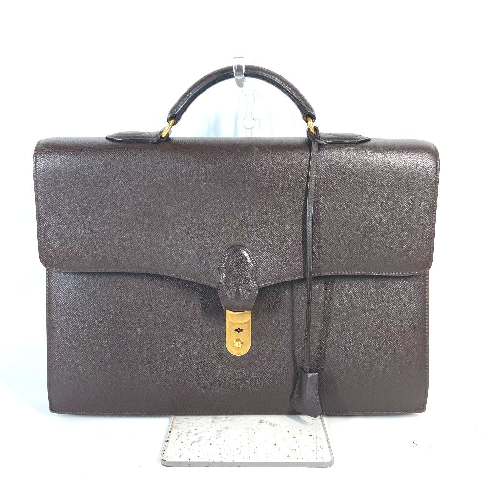 Hermes Business Bag Briefcase Terrill Mens Leather Brown Travel Bag
