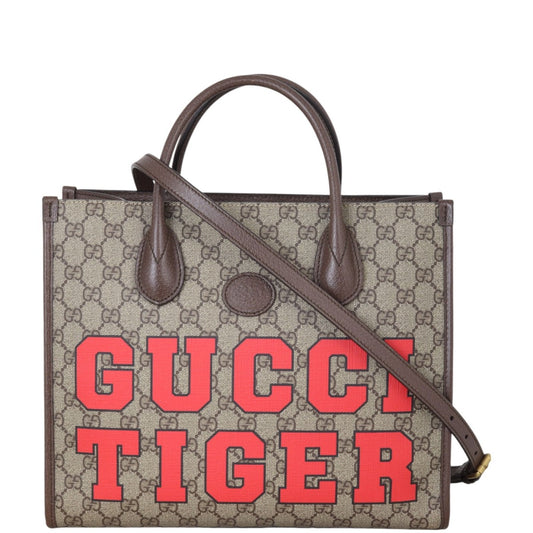 Gucci Tiger GG Supreme Interlocking G Tote Small