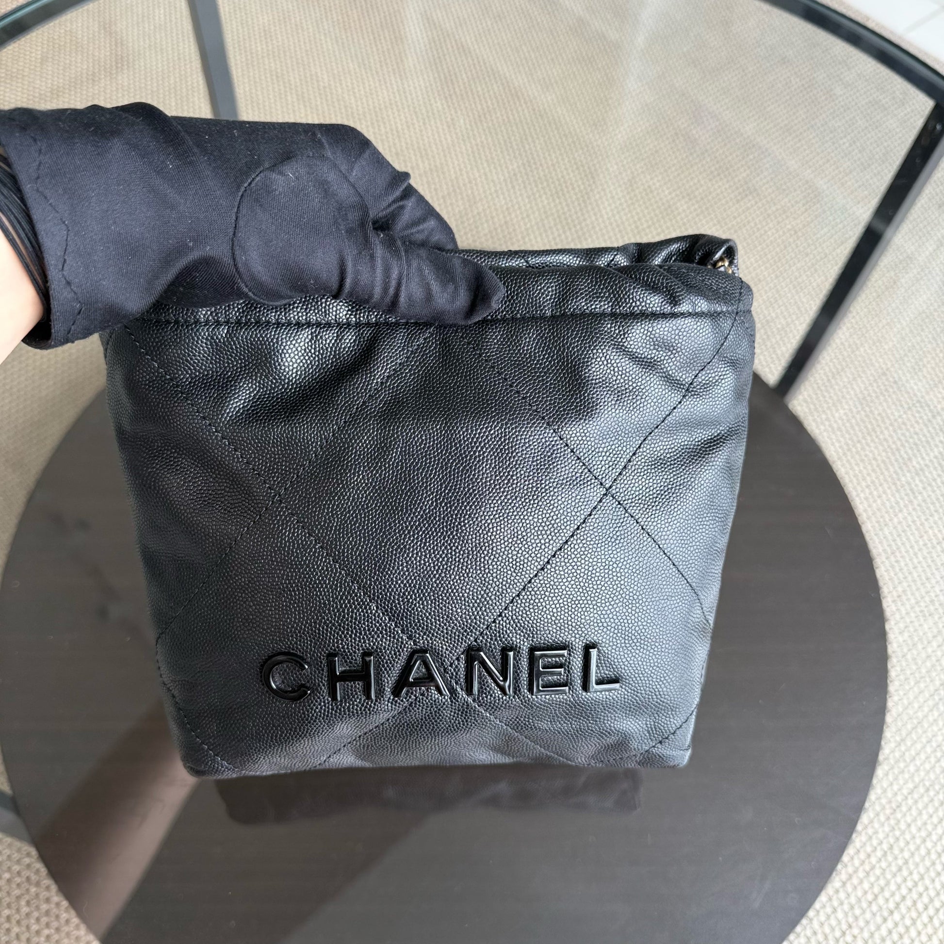 Chanel 22 Bag - Caviar Calfskin Crossbody Bag Quilted Gold