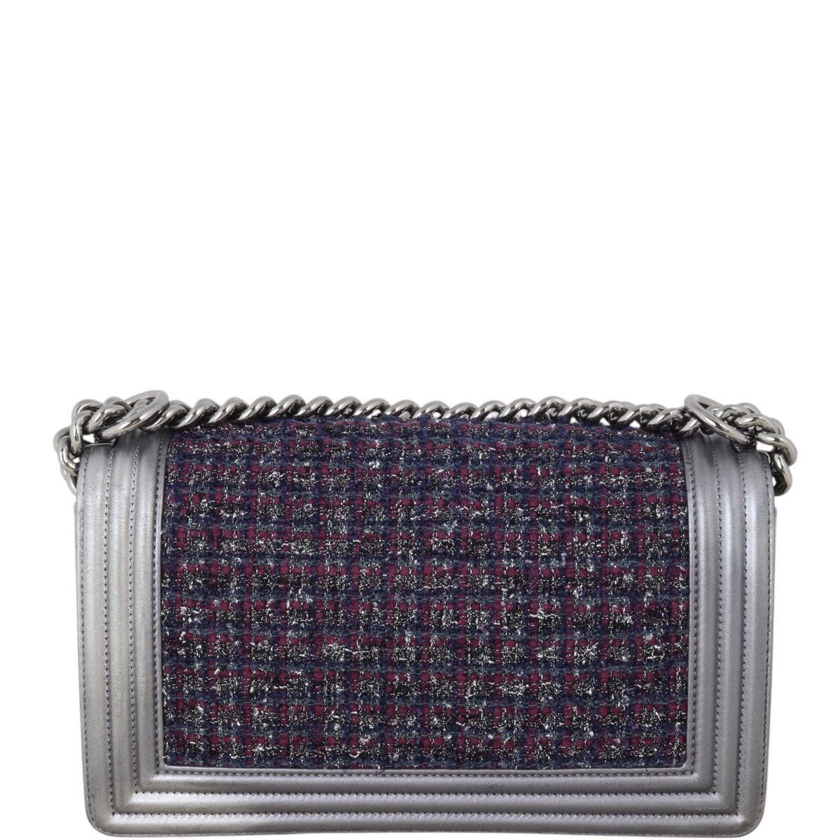 Chanel Tweed Boy Old Handbag Medium Flap Crossbody Bag