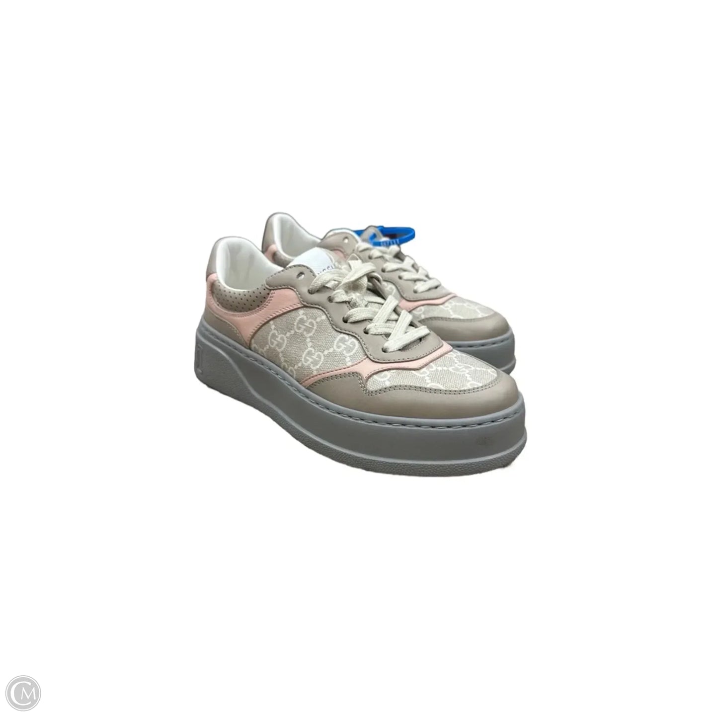 Shoes Luxury Designer By Gucci In Pink & Tan, Size: 6.5