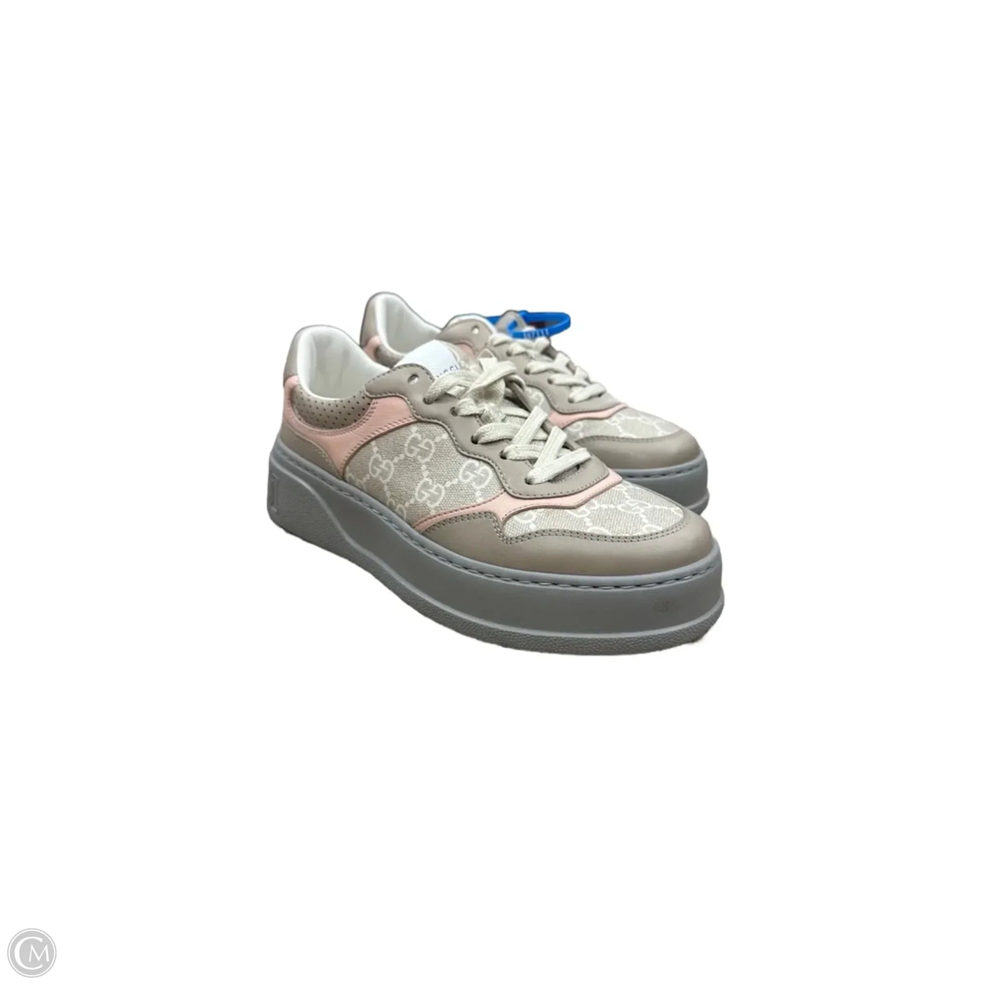 Shoes Luxury Designer By Gucci In Pink & Tan, Size: 6.5