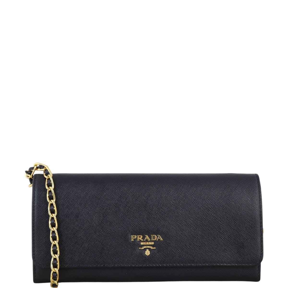 Prada Crossbody Bag Wallet on 2 Metal Saffiano Chain