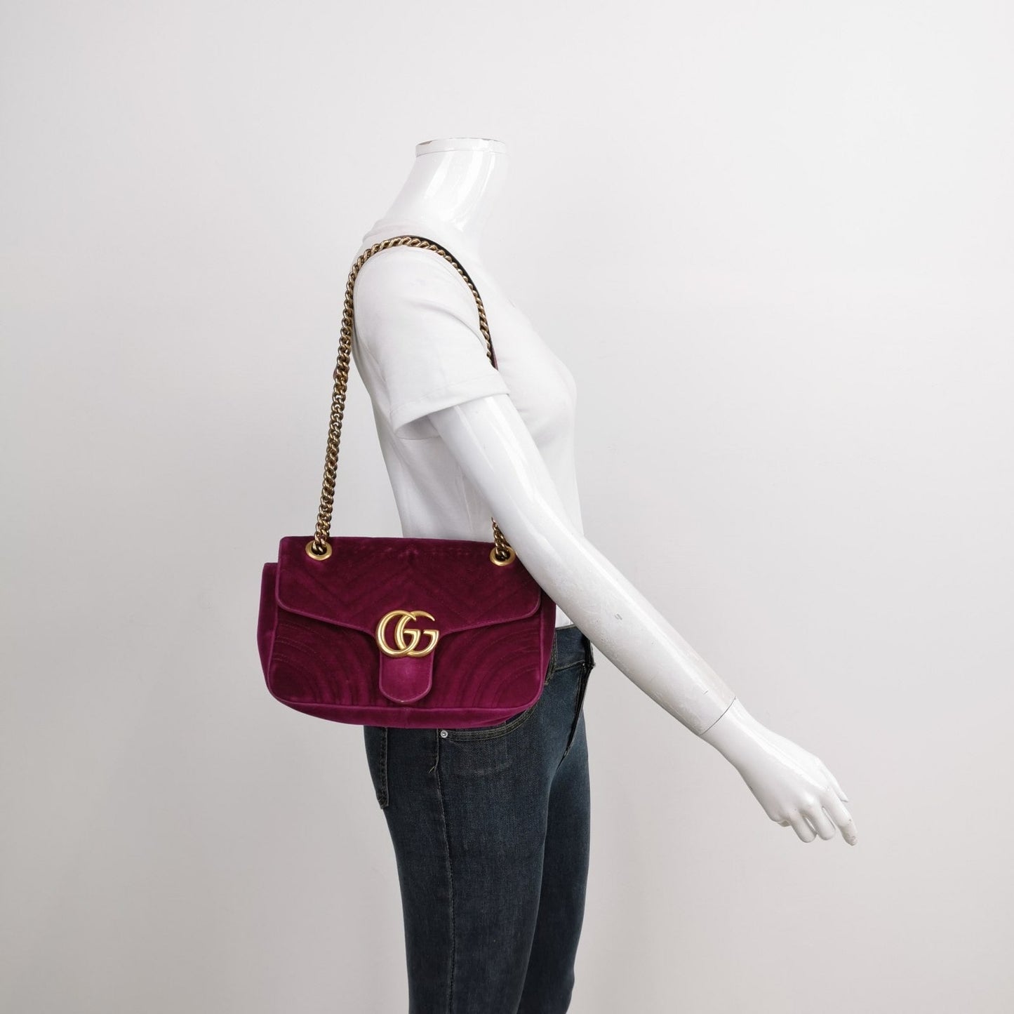 Gucci Marmont Velvet Pink Mini Flap Travel Bag Velvet Handbag