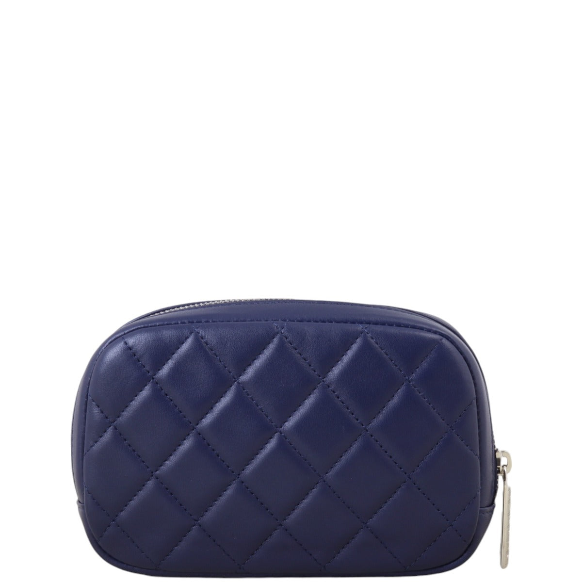 Chanel Curvy Cosmetic Case Handbag Quilted Blue