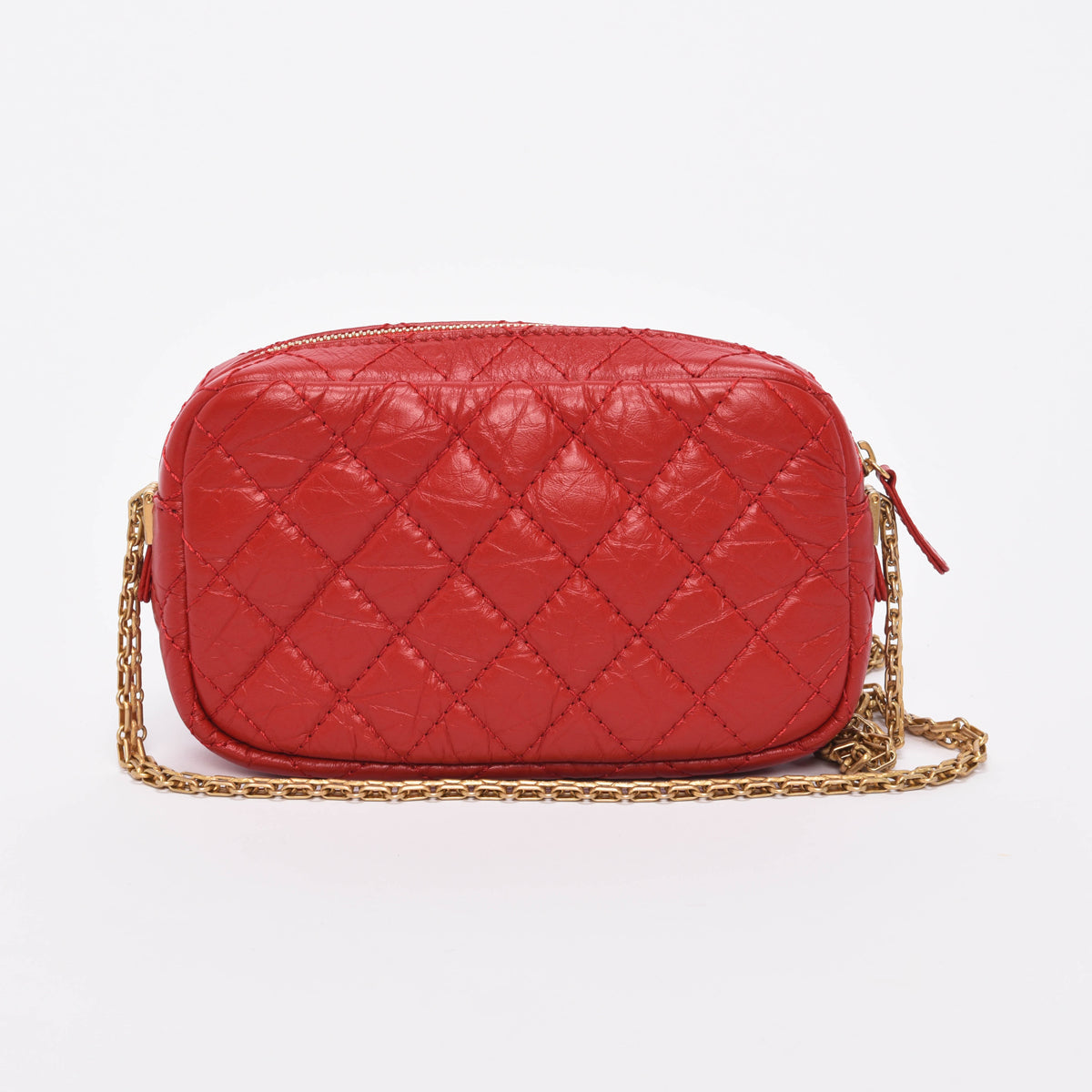 Chanel Red Aged Quilted Calfskin Mini Reissue Camera Case Handbag