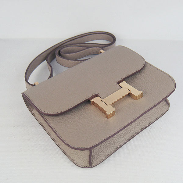 Hermes Luxury Constance Cowskin Bag H Grey Golden Leather Travel Bag