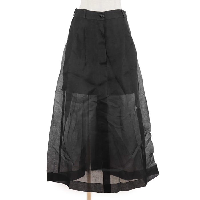 Chanel Silk Sheer Pleated Skirt Black