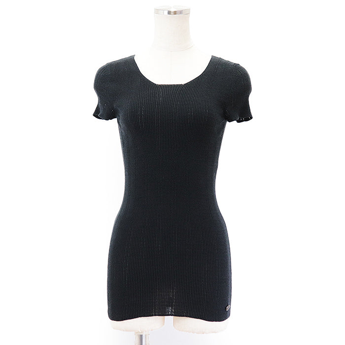 Chanel Short Sleeve Top Black Cotton Blend Bag