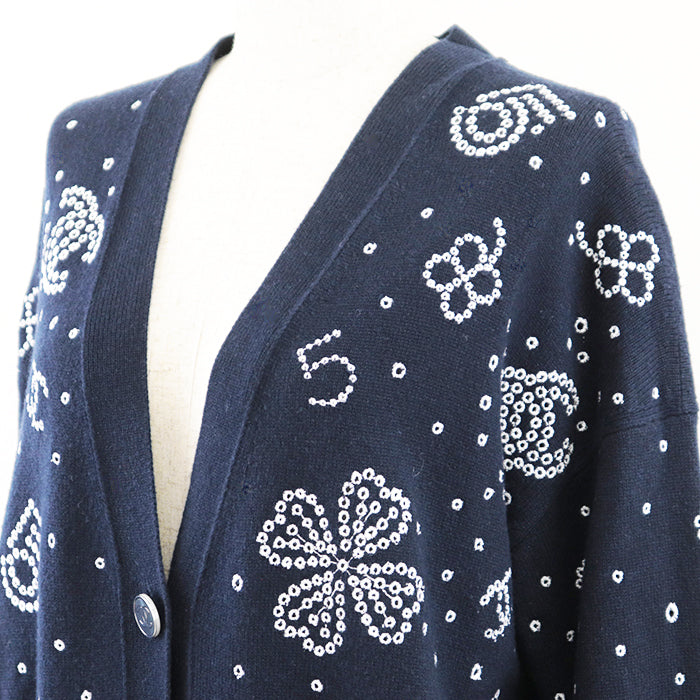 Chanel Knit Cardigan P74636 Navy White Bag