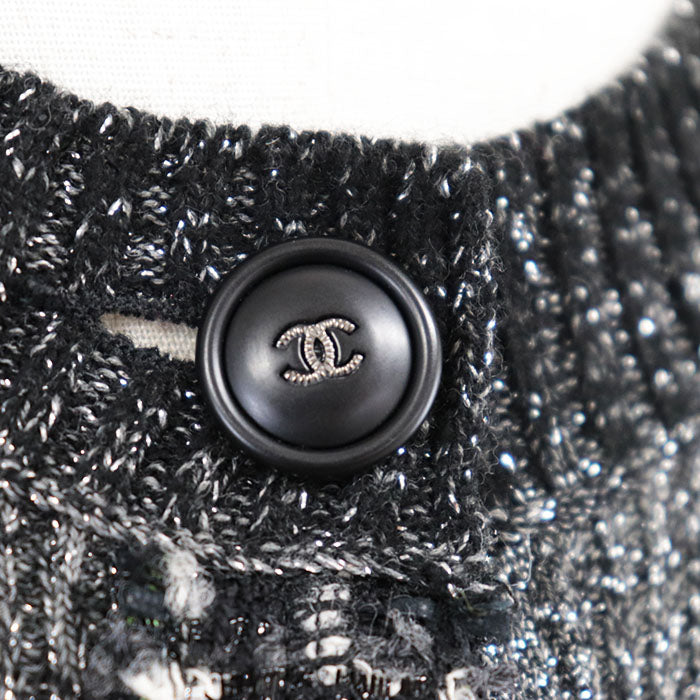 Chanel P57386 Fantaisie Tweed Metallic Rib High Gauge Knit Cardigan Handbag