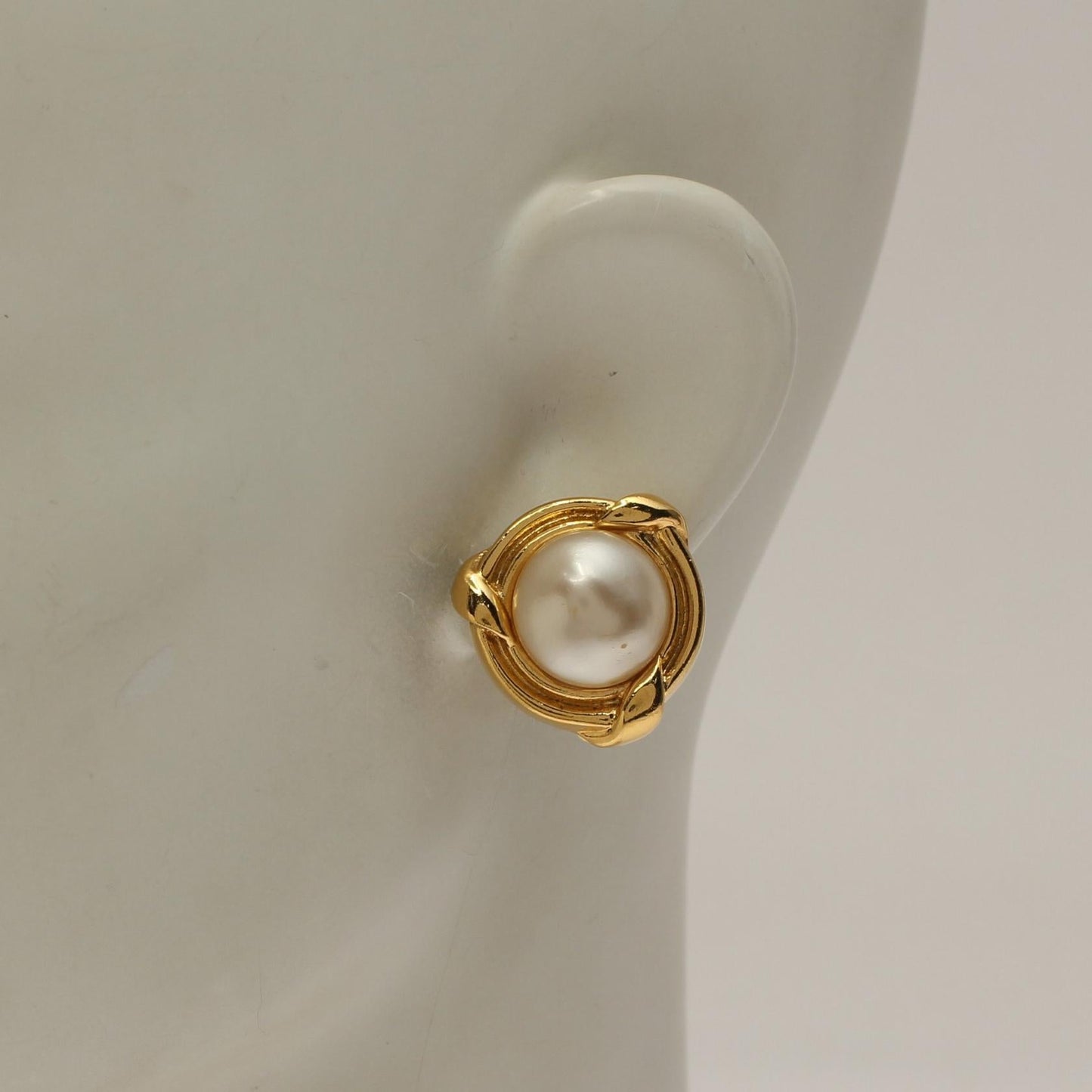 Chanel Gold Plated Faux Pearl Earrings
