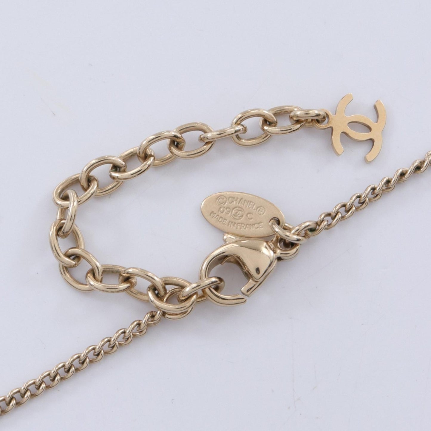 Chanel Coco Mark Necklace Gold Resin Rhinestone