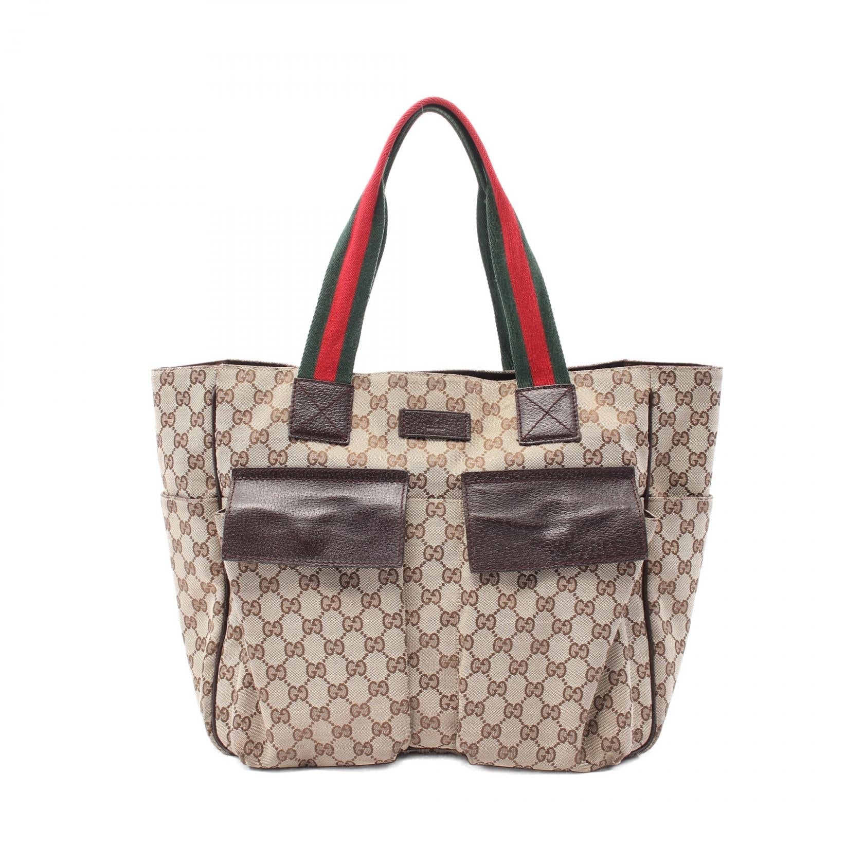 Gucci Sherry Line Tote Bag Canvas Canvas Leather